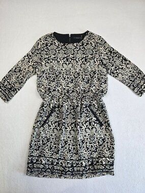 THML Small Black & Beige Short Dress Anthropologie